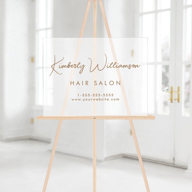 Panneau En Acrylique Nom de l'entreprise Gold Signature Script Froid (Créateur téléchargé)