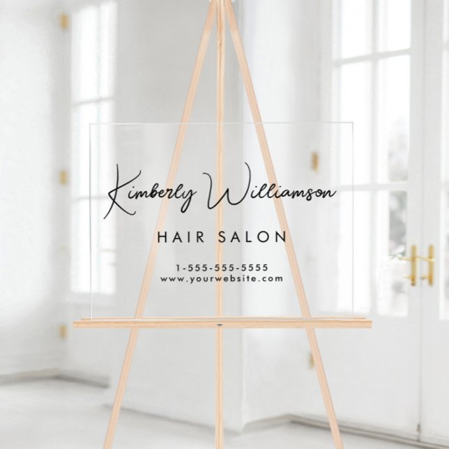 Panneau En Acrylique Nom de l'entreprise Script de signature élégant (Créateur téléchargé)