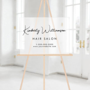 Panneau En Acrylique Nom de l'entreprise Script de signature élégant Fr