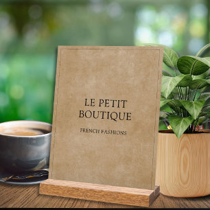 Panneau En Acrylique Nom d'entreprise minimaliste sur marron rustique