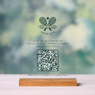 Panneau En Acrylique Nom du club de sport Équipe de tennis Code QR Site