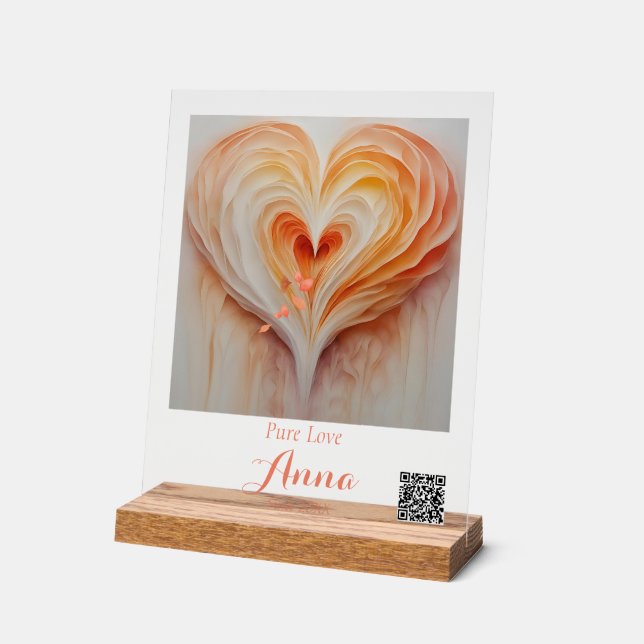 Panneau En Acrylique Nom personnalisé, date spéciale, CODE QR (Angle)