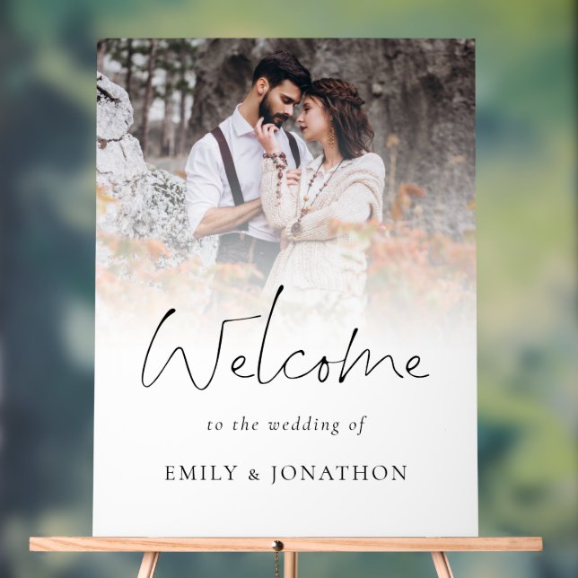 Panneau En Acrylique Noms De Photo De Script Moderne Bienvenue Au Maria (Neutre)