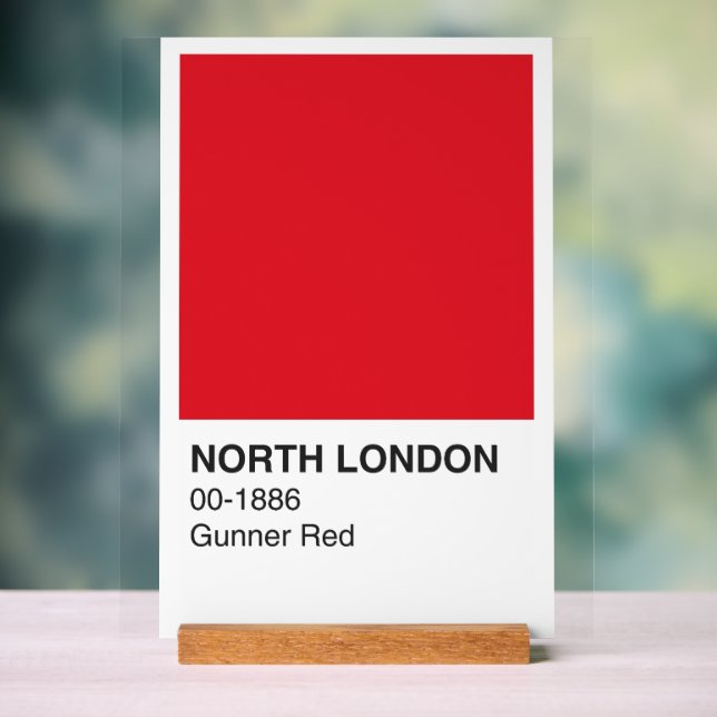 Panneau En Acrylique North London Gunner Red - Arrière - plan blanc (Neutre)
