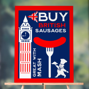Panneau En Acrylique Nostalgie alimentaire britannique des saucisses