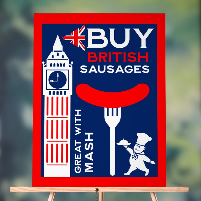 Panneau En Acrylique Nostalgie alimentaire britannique des saucisses (Neutre)