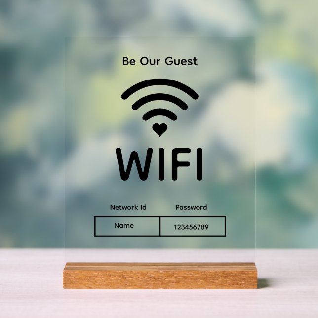 Panneau En Acrylique Notre Mot De Passe Wifi Invité Connexion Acrylique (Neutre)