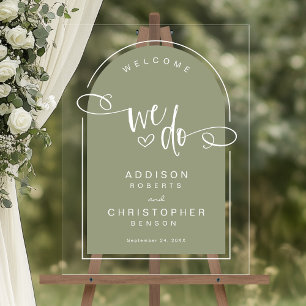 Panneau En Acrylique Nous faisons Sage Green Script Mariage moderne Acc