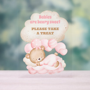 Panneau En Acrylique Nous Pouvons Attendre Assez Mignonne Ours Rose Fav