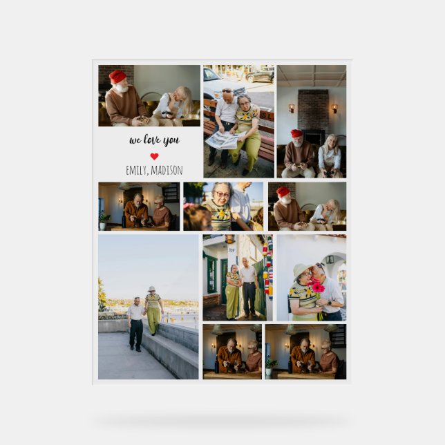 Panneau En Acrylique Nous t'aimons Collage Photo Famille Personnalisée (Recto)