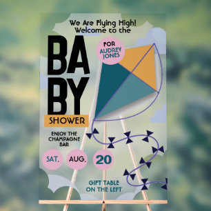 Panneau En Acrylique Nous Volons Un Baby shower De Cerfs-volants Très M