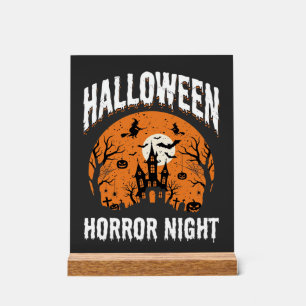 Panneau En Acrylique Nuit d'Horreur d'Halloween Château Hanté Vintage