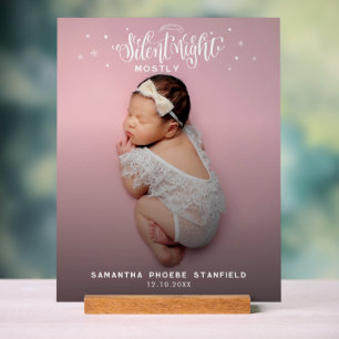 Panneau En Acrylique Nuit silencieuse Bébé de Noël mignon Photo de nais