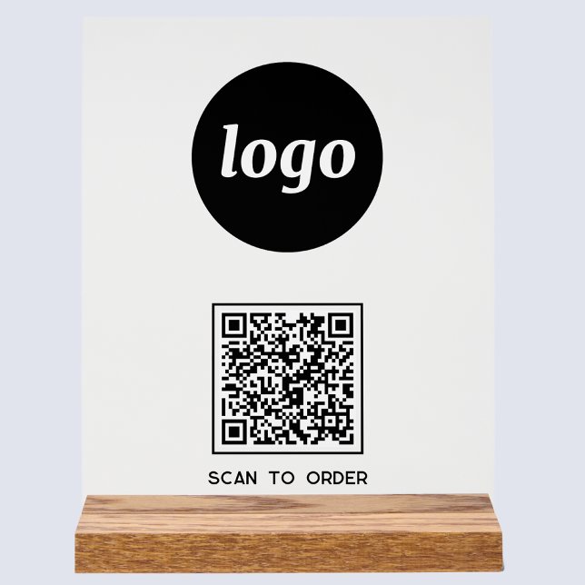 Panneau En Acrylique Numérisation simple du code QR du logo pour comman (Logo QR code Scan to Order acrylic sign for cafe bar restaurant shop store market show stall busines)