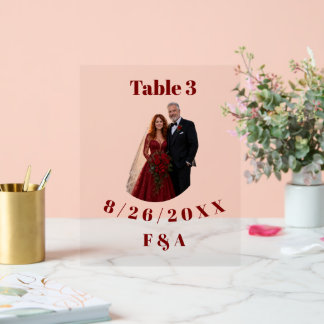 Panneau En Acrylique Numéro de table de liste Engagement Photo de coupl