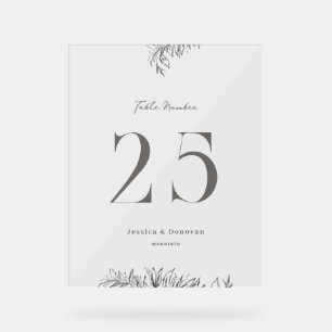 Panneau En Acrylique Numéro de table de mariage botanique 8 x 10
