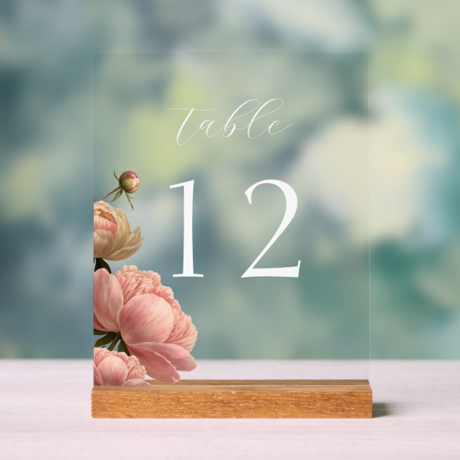 Panneau En Acrylique Numéro de table de mariage Chic Rose (Neutre)