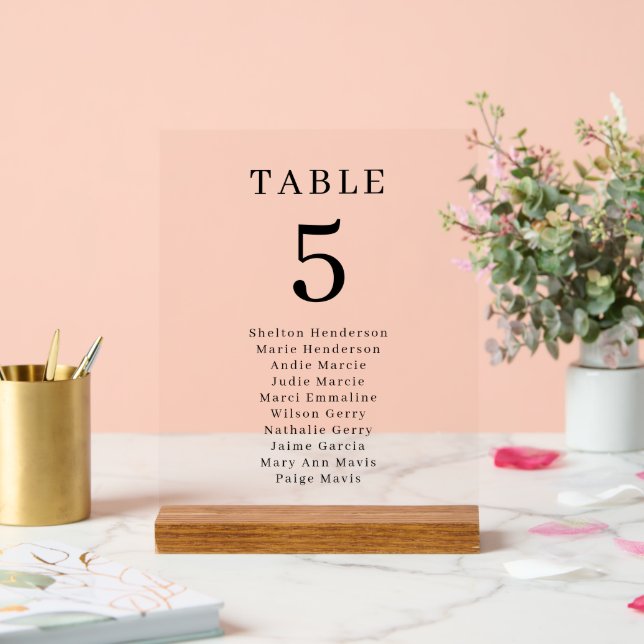 Panneau En Acrylique Numéro de table de mariage élégant Siège transpare (Mariage)