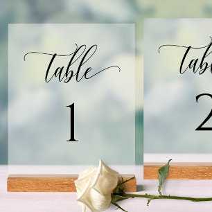 Panneau En Acrylique Numéro de table de mariage élégant style givré