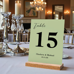 Panneau En Acrylique Numéro de table de mariage minimaliste vert sauge