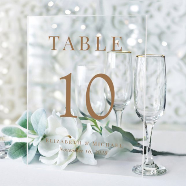 Panneau En Acrylique Numéro de table de réception de mariage élégant or (Créateur téléchargé)