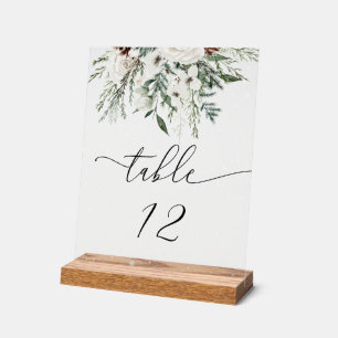 Panneau En Acrylique Numéro de table du mariage à feuillage persistant