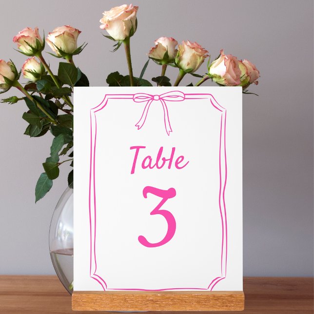 Panneau En Acrylique Numéro de table rose chaud Mariage simple moderne  (Créateur téléchargé)