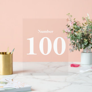 Panneau En Acrylique Numéro Texte simple de la typographie blanche mode