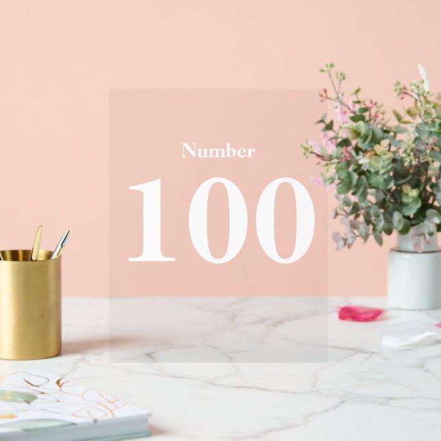 Panneau En Acrylique Numéro Texte simple de la typographie blanche mode (Mariage)