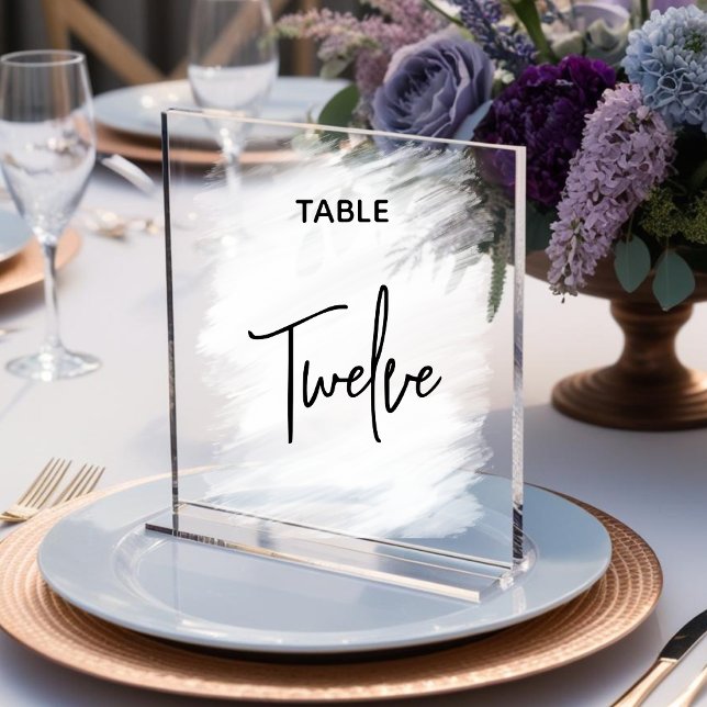 Panneau En Acrylique Numéros de table mariage blanc chic et élégant (Créateur téléchargé)