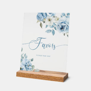 Panneau En Acrylique Nuptiale florale bleu Dusty Faveurs