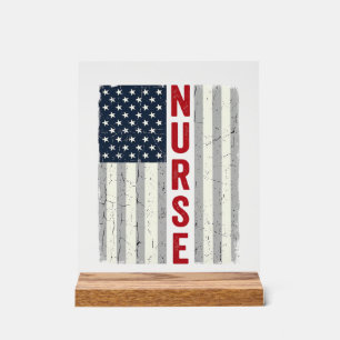 Panneau En Acrylique Nurse Drapeau Américain Vintage Gravure Design de