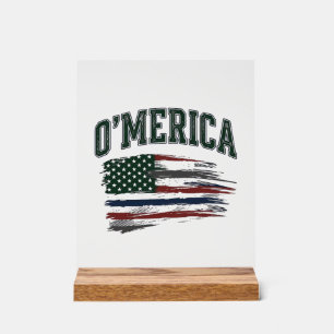Panneau En Acrylique O’Merica Chemise Drapeau en détresse Vintage Desig
