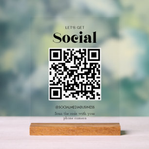 Panneau En Acrylique Obtenons le code QR social les médias sociaux pers