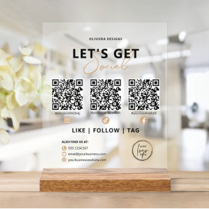 Panneau En Acrylique Obtenons un code QR social Connexion avec nous