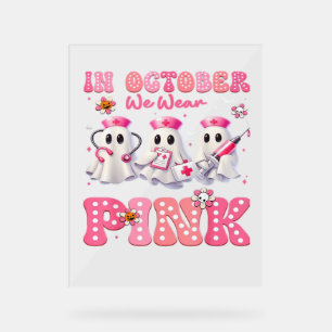 Panneau En Acrylique Octobre Porter Pink Boo Infirmière Halloween Costu