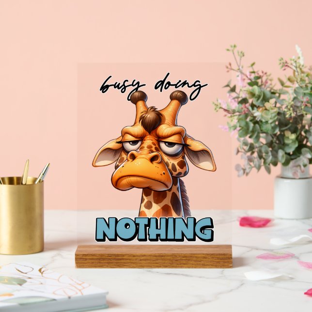 Panneau En Acrylique Oeil sarcasme girafe mot art (Mariage)