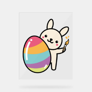 Panneau En Acrylique Oeufs de lapin de Pâques Peinture Oeufs de Pâques