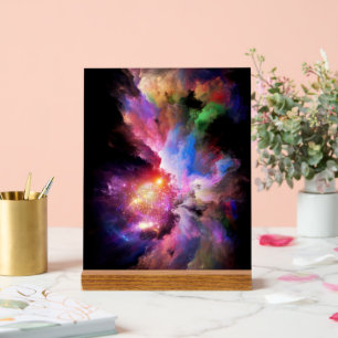 Panneau En Acrylique oeuvre d'art nuageuse abstraite vibrante surréalis