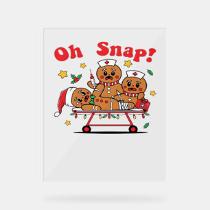 Panneau En Acrylique Oh Snap Gingerbread École infirmière Noël classiqu