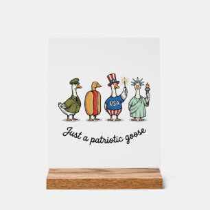 Panneau En Acrylique Oie Patriotique Gravure Vintage Drôle Chemise USA