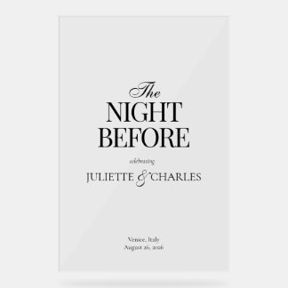 Panneau En Acrylique Old Money Black & White | Rehearsal Dinner Sign