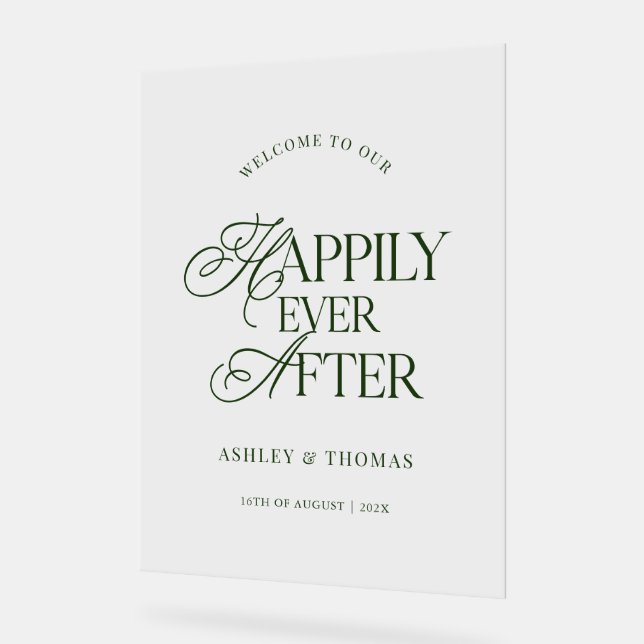 Panneau En Acrylique Old Money Green Script Acrylic Welcome Sign (Angle)