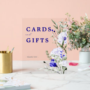 Panneau En Acrylique Ombre De Royal Blue Floral Cartes De Mariage Et Ca