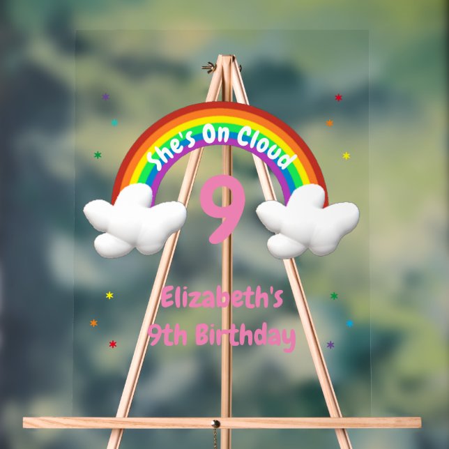 Panneau En Acrylique On Cloud 9! Rainbow Birthday (Neutre)
