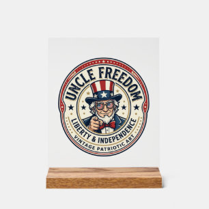 Panneau En Acrylique Oncle Freedom Patriotique Oncle Sam Personnage Fon