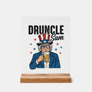 Panneau En Acrylique Oncle Sam drôle de conception vectorielle de bière