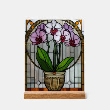 Orchid Art Nouveau Acrylic Stained Glass Wall Art