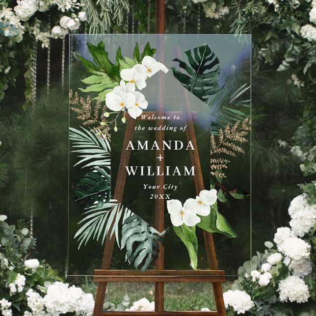 Panneau En Acrylique Orchid Bohemian Greenery MARIAGE Bienvenue (Créateur téléchargé)