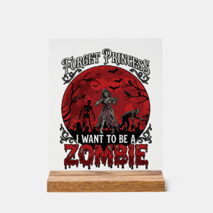 Panneau En Acrylique Oublier Princesse Zombie Lune de Sang Cimetière Ch